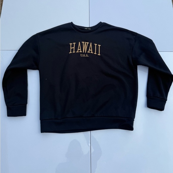 SHEIN Black Crewneck Sweater with Metallic Text - Picture 1 of 3